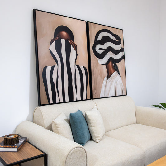 Duo Tableau abstrait "Identité Zébrée" Ab-IZB