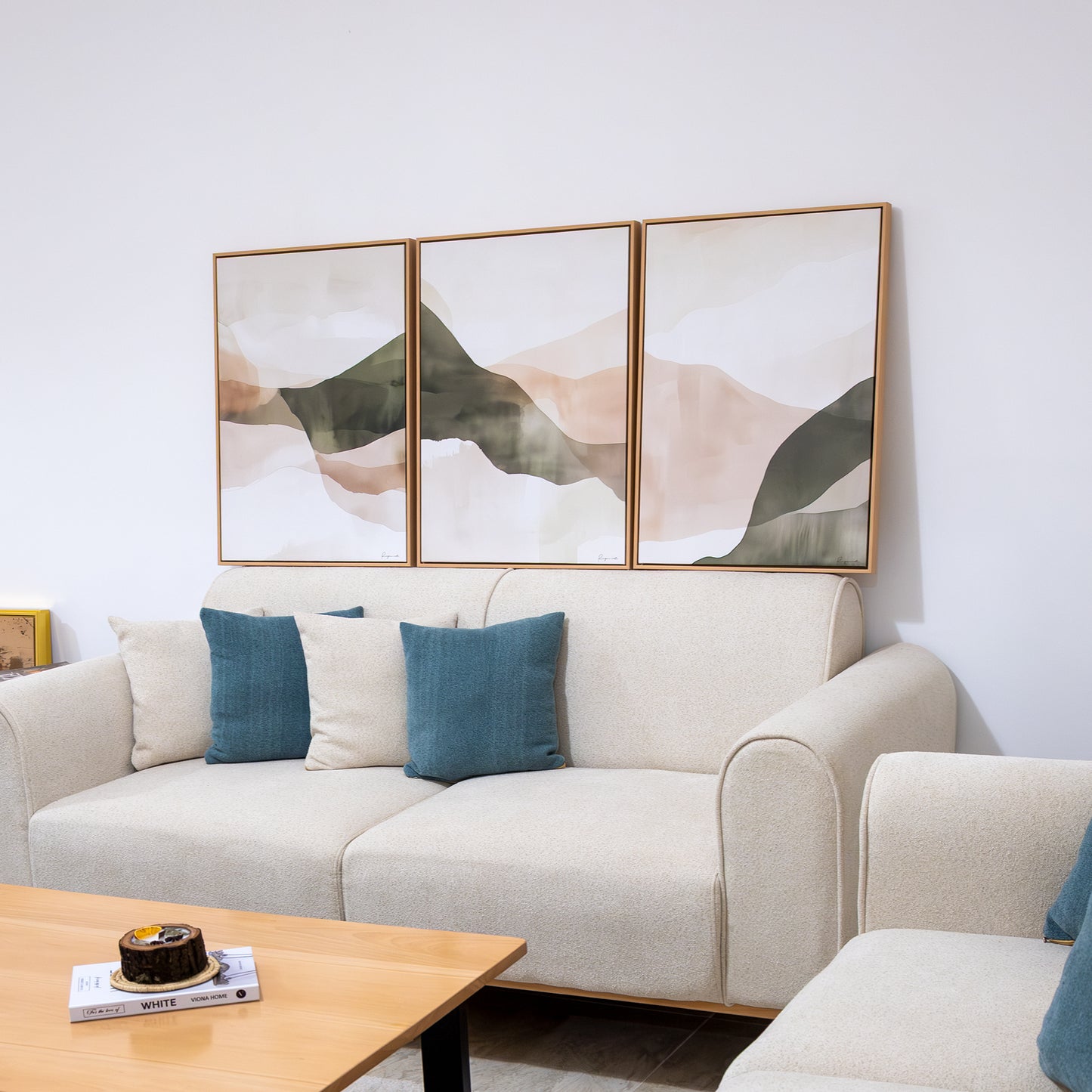 Trio Tableau abstrait "Dunes de Soie" Ab-DS
