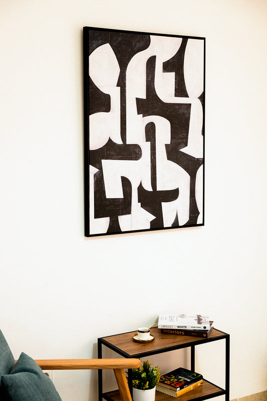 Tableau abstrait "Noir Énigme " Ab-NE