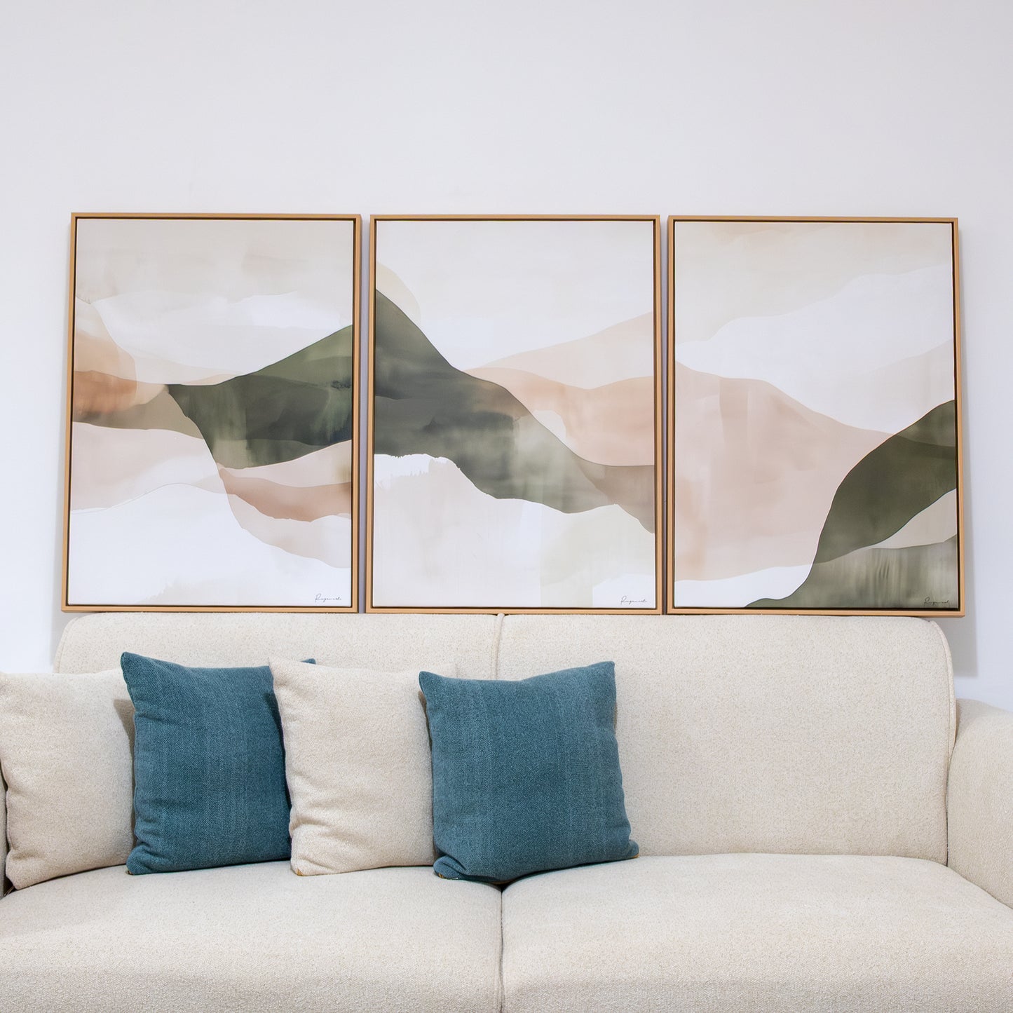 Trio Tableau abstrait "Dunes de Soie" Ab-DS