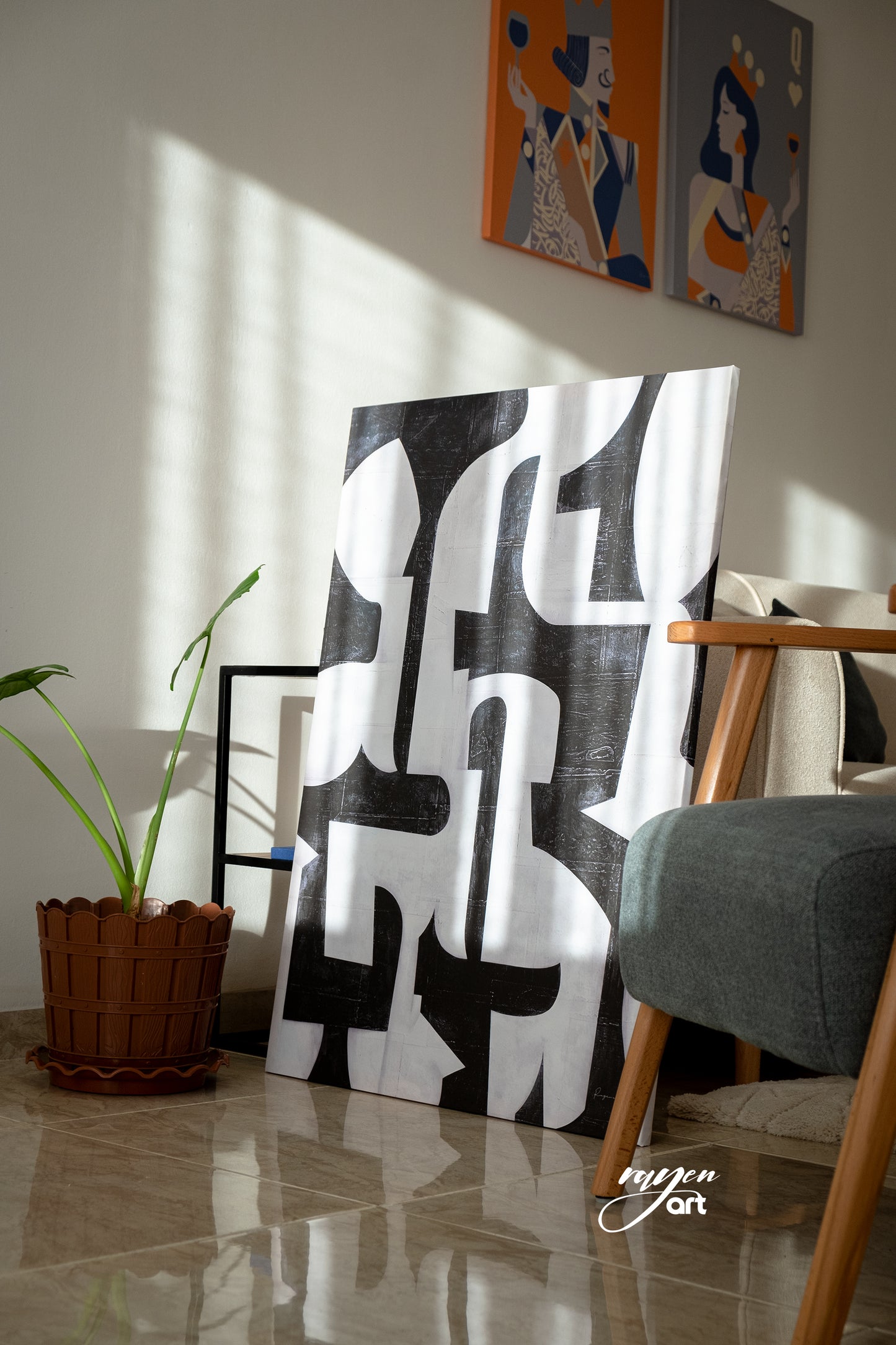Tableau abstrait "Noir Énigme " Ab-NE