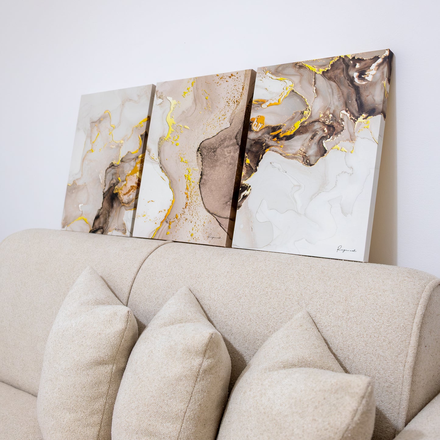 Trio Tableau abstrait "Flux Doré" ab-FD