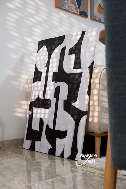 Tableau abstrait "Noir Énigme " Ab-NE