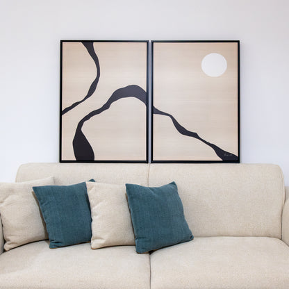 Duo Tableau abstrait " Courbes de Sable" ab-CSBL