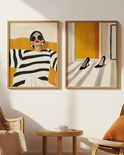 Duo Tableau abstrait "Mode Rayée" Ab-MRE