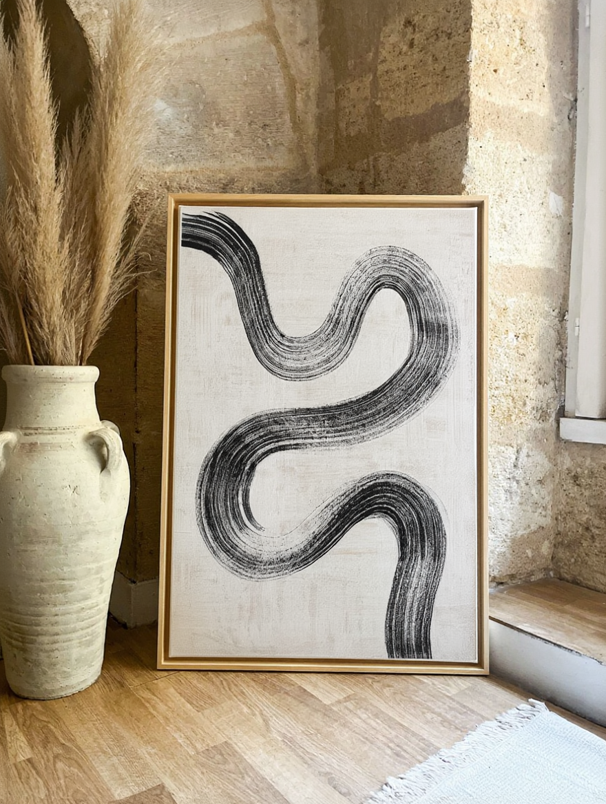 Tableau abstrait "Serpentin Noir" Ab-SN