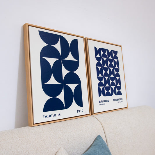 Duo Tableau abstrait " Bauhaus Bleu" Ab-BB