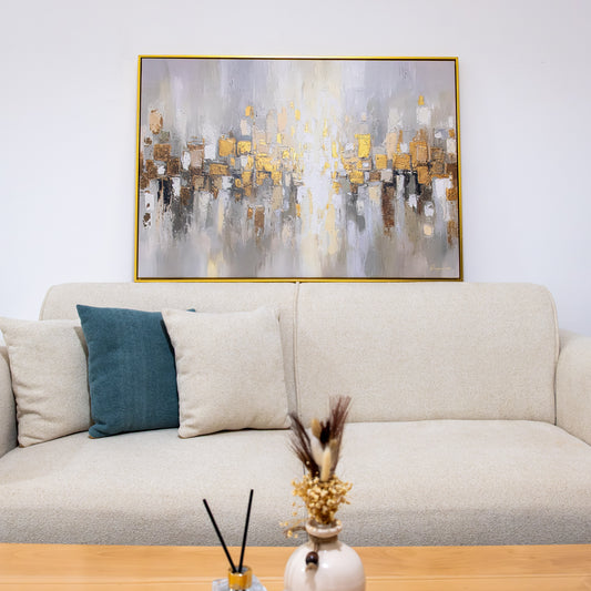 Tableau abstrait "Éclats Dorés" ab-ED