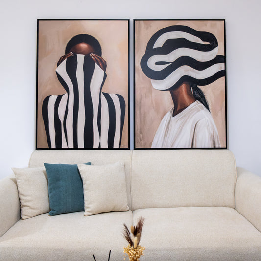 Duo Tableau abstrait "Identité Zébrée" Ab-IZB