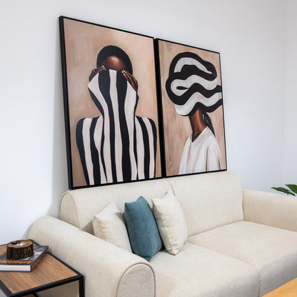 Duo Tableau abstrait "Identité Zébrée" Ab-IZB
