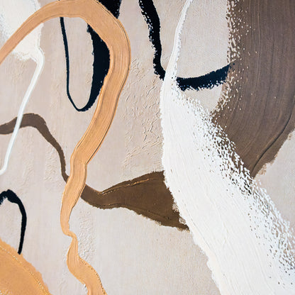 Tableau abstrait "Ligne beige et noir" ab-LBN