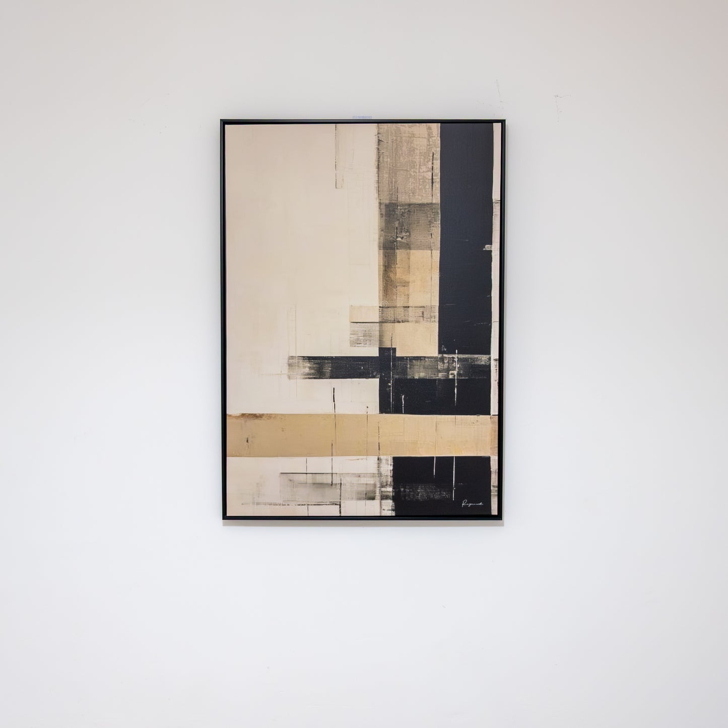Tableau abstrait "moderne beige et noir" Ab-MBN