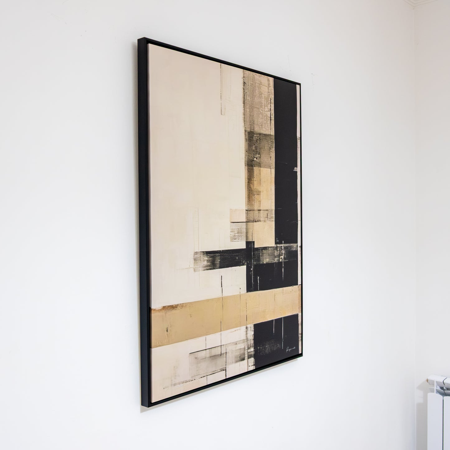 Tableau abstrait "moderne beige et noir" Ab-MBN