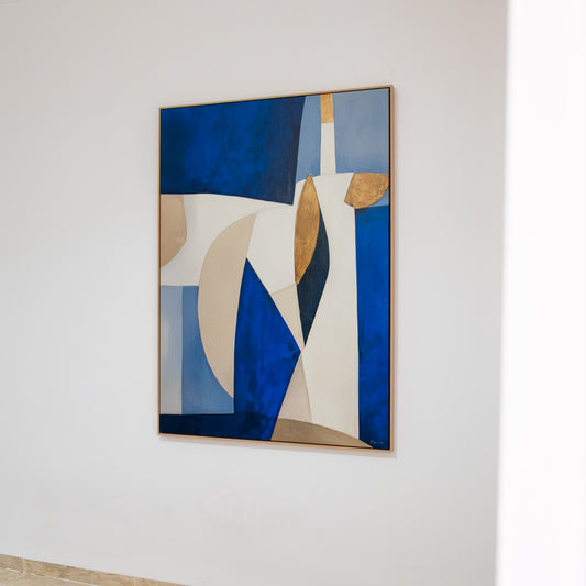 Tableau abstrait "géométrique bleu" Ab-Geob