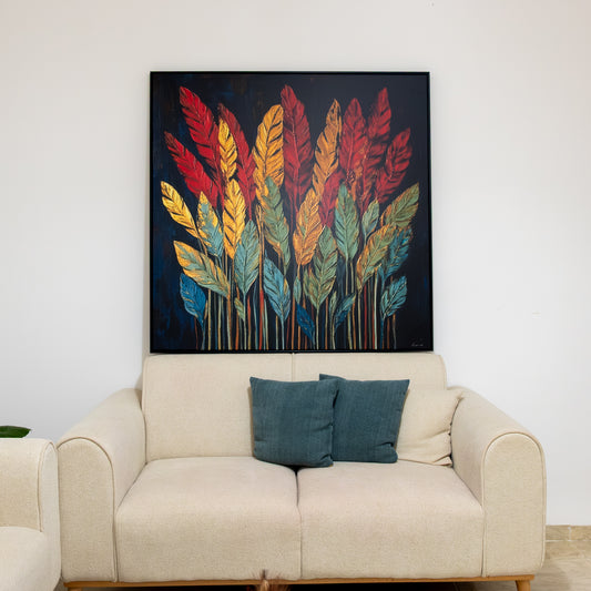 Tableau abstrait  'Plumes d’Automne 'AB-PAN
