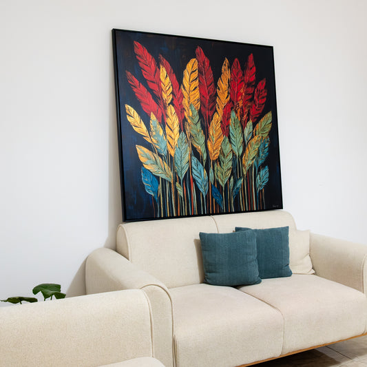Tableau abstrait  'Plumes d’Automne 'AB-PAN