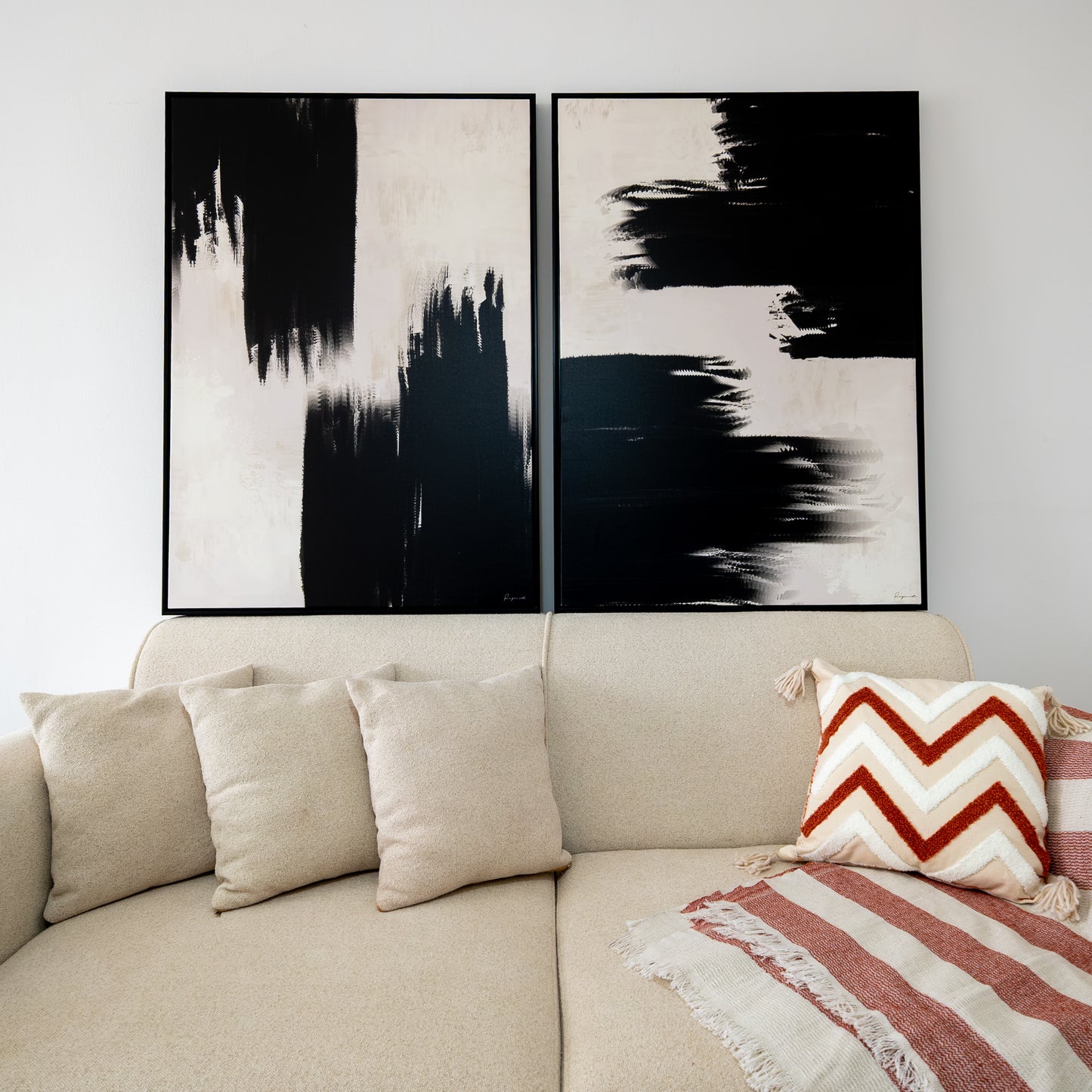 Duo Tableau abstrait "Noir et Blanc" Ab-NBC
