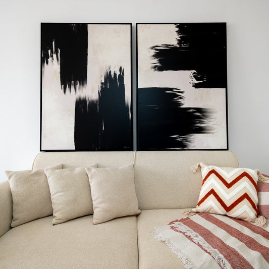 Duo Tableau abstrait "Noir et Blanc" Ab-NBC