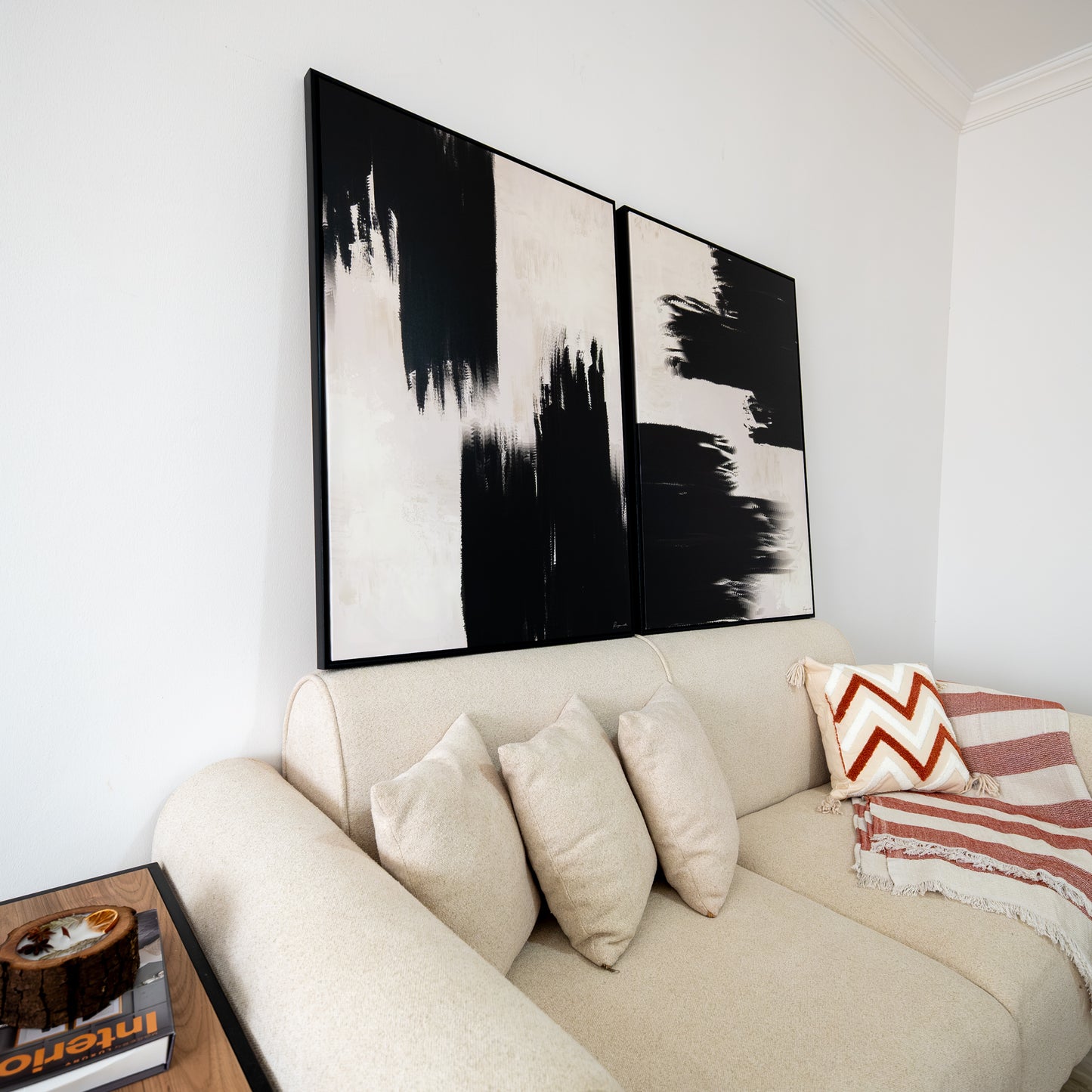 Duo Tableau abstrait "Noir et Blanc" Ab-NBC