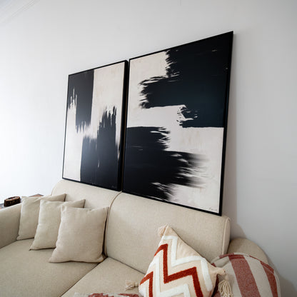 Duo Tableau abstrait "Noir et Blanc" Ab-NBC