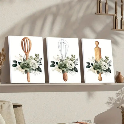 Trio Tableau Cuisine "ustensiles de cuisine en bois" ab-UCB