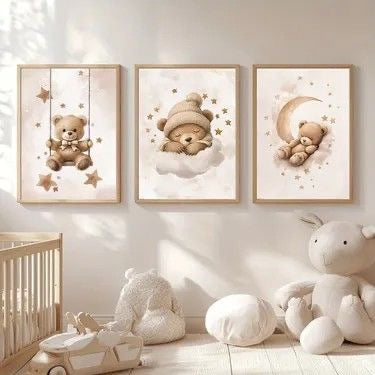 Tableau pour chambre d’enfant - Trio bébé ours En-BS