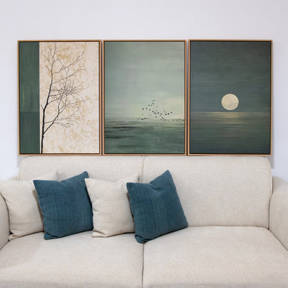 Trio Tableau abstrait "Sérénité Nocturne" ab-SN