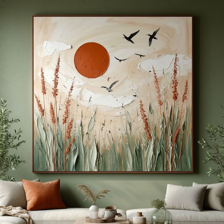 Tableau abstrait "Éveil Champêtre" Ab-EVC