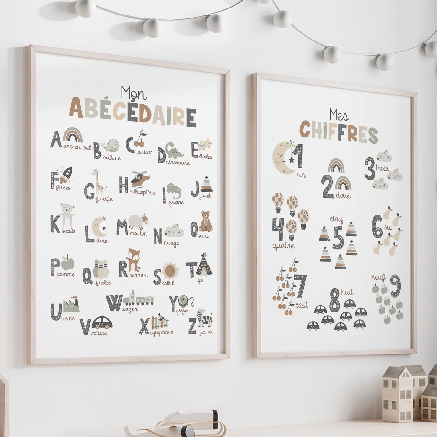 Tableau pour chambre d’enfant "Mon Abécédaire et Mes Chiffres" En-ACH