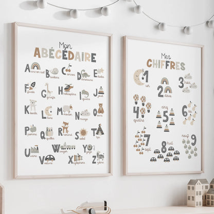 Tableau pour chambre d’enfant "Mon Abécédaire et Mes Chiffres" En-ACH