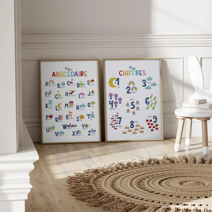 Tableau pour chambre d’enfant "Mon Abécédaire et Mes Chiffres" En-ACH