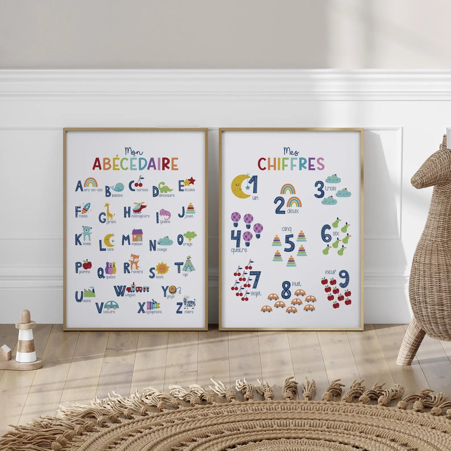 Tableau pour chambre d’enfant "Mon Abécédaire et Mes Chiffres" En-ACH