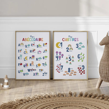 Tableau pour chambre d’enfant "Mon Abécédaire et Mes Chiffres" En-ACH