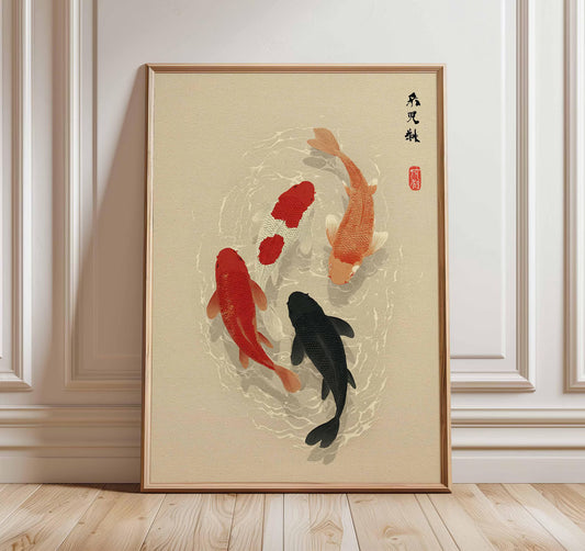 Tableau abstrait "Danse des Koi" Ab-DDK