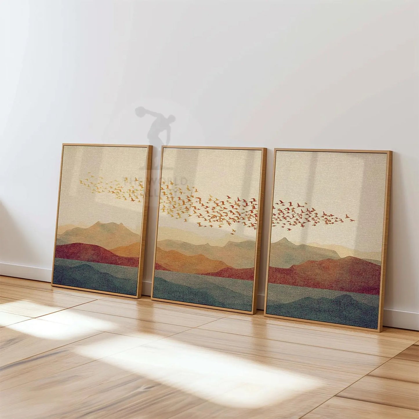 Trio Tableau abstrait "Migration Dorée" ab-MGD