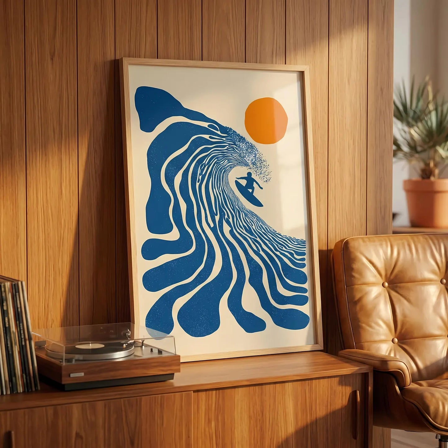 Tableau abstrait "Vague Bleu" Ab-VBL