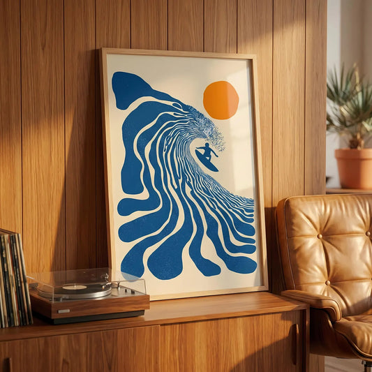 Tableau abstrait "Vague Bleu" Ab-VBL