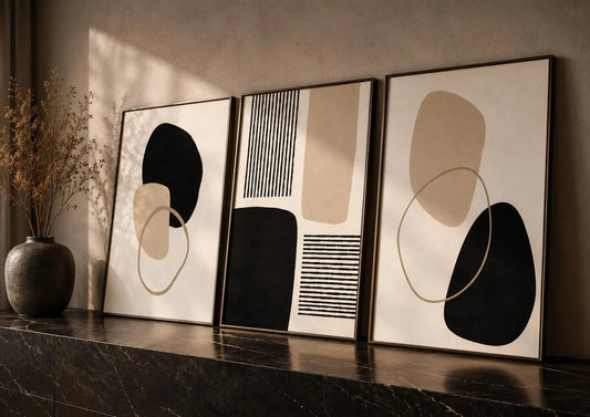 Trio Tableau abstrait "Équilibre Contrasté" ab-EQC