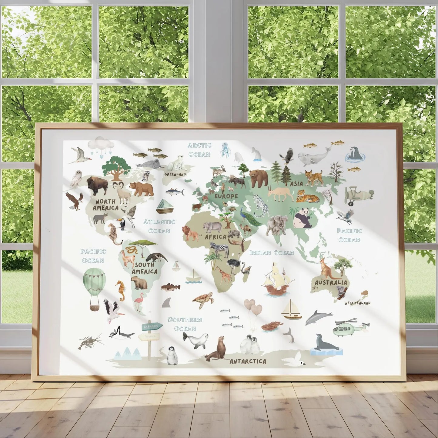 Tableau pour chambre d’enfant "Exploration du Monde Animal" En-EMA