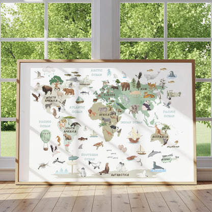 Tableau pour chambre d’enfant "Exploration du Monde Animal" En-EMA