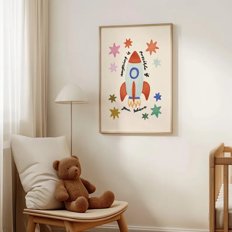 Tableau pour chambre d’enfant "Rêve de Fusée" En-RVF