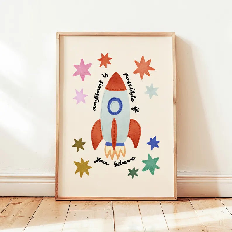 Tableau pour chambre d’enfant "Rêve de Fusée" En-RVF