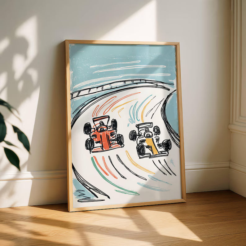 Tableau pour chambre d’enfant "Course Effrénée" En-CRF