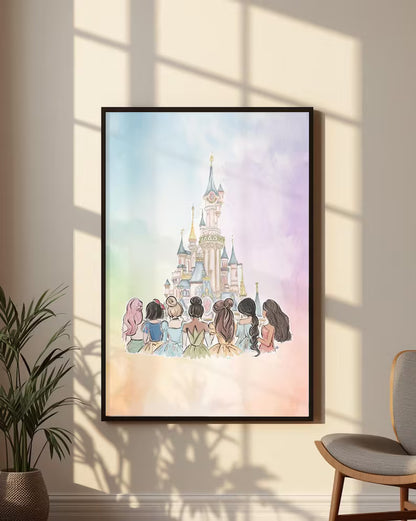 Tableau pour chambre d’enfant "Rêverie de Princesses" En-RVP